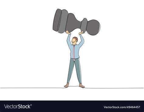 Continuous One Line Drawing Businessman Holding Vector Image