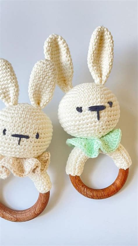 Bunny Rattle With Teether Ring Crochet Pattern By Anna Ushakova Baby