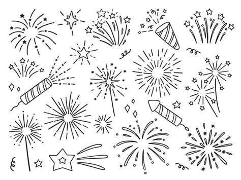10 Thousand Celebration Fireworks Doodle Royalty Free Images Stock