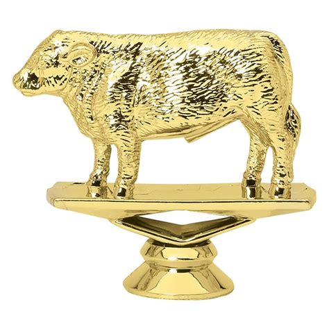 3 14 Inch Gold Plastic Hereford Steer Trophy Figure