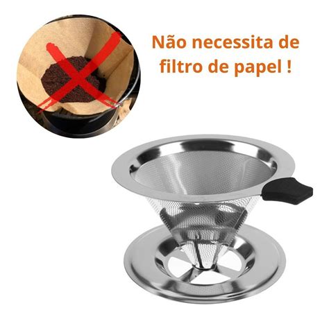 Filtro De Cafe Tamanho - Filtro de Café Aço Inox Reutilizável 7x12 Cm tamanho 101 | MadeiraMadeira