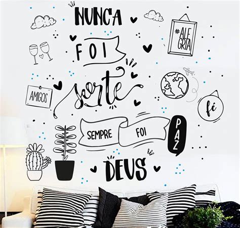 Adesivo De Parede Lettering Personalizado Nunca Foi Sorte No Elo7