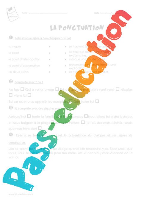 Ponctuation Ce1 Exercices PDF à imprimer