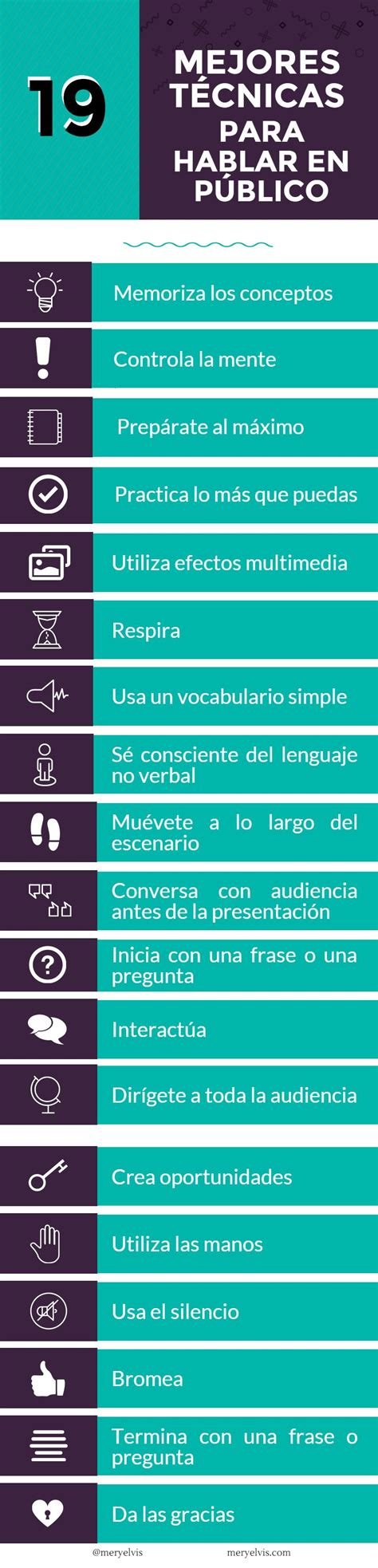 19 buenas técnicas para hablar en público infografía