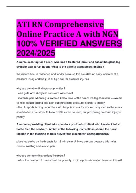 Ati Rn Comprehensive Online Practice A With Ngn Verified Answers