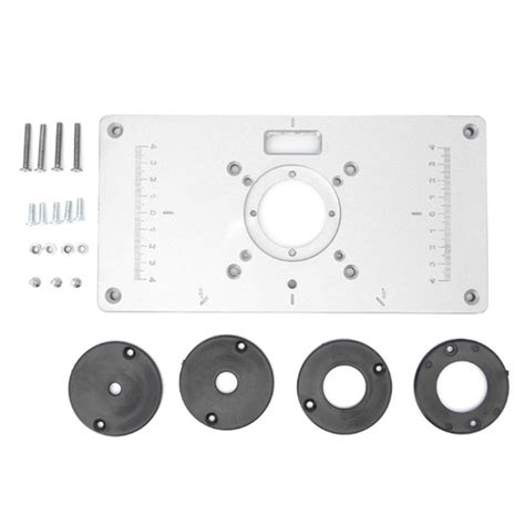 Alumªnio Router Inserir tabela Placa 4 Anel de Carpintaria Bancos