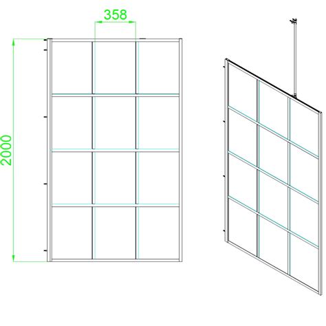 Grade A1 1400mm Black Grid Framework Wet Room Shower Screen Nova Better Bathrooms