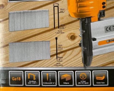 Corchetera Y Clavadora Neumática 2 En 1 Ingco Ga18 acn50401 Atica