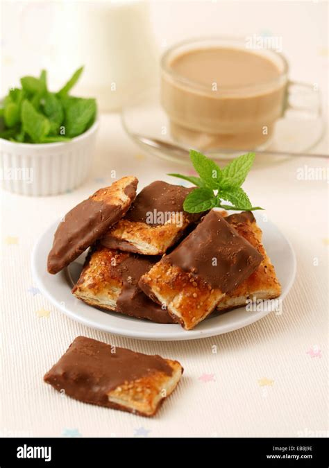 Puff pastry cookies with chocolate. Recipe available Stock Photo - Alamy