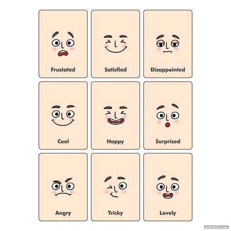 Printable Of Various Emotion Cards