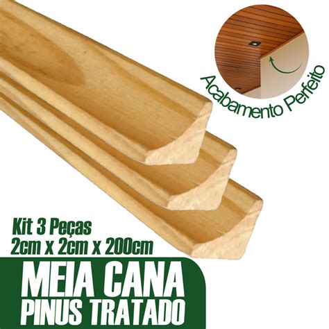 Kit Ripas Sarrafos Meia Cana Madeira Pinus Aplainada Para Beiral Casa