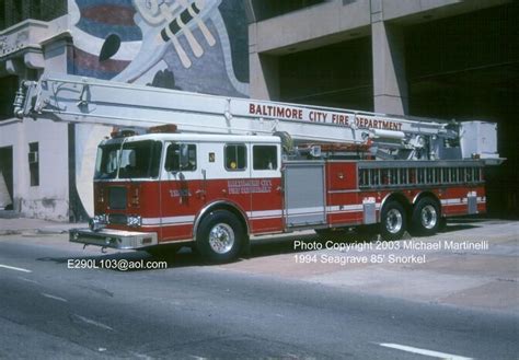 Baltimore Md T1 1994 Seagrave 85 Snorkel Fire Apparatus Slide Fire