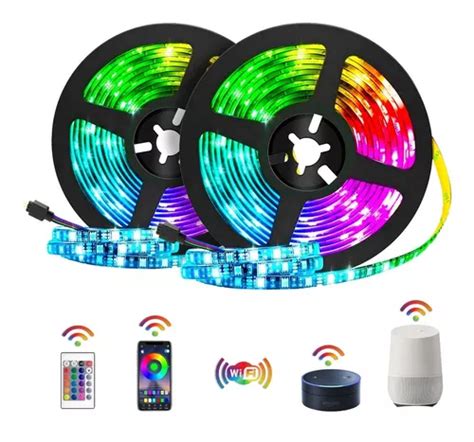 Tira Led Rgb 5050 Para Exterior Interior Controlador Wifi Compatible