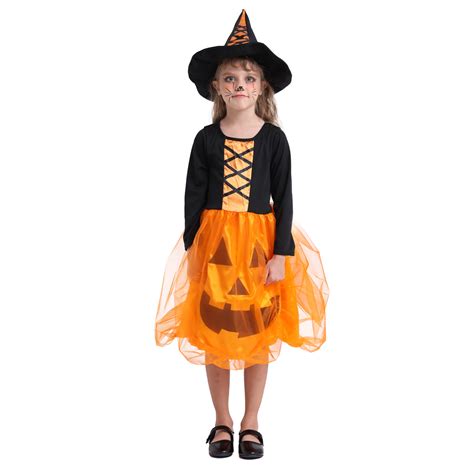 Halloween Light Up Pumpkin Witch Dress Girls，Cosplay Party Pumpkin Wit ...