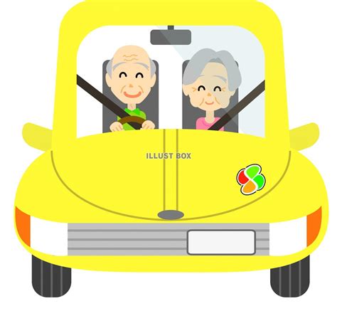 無料イラスト 高齢者ドライバー夫婦運転者男性