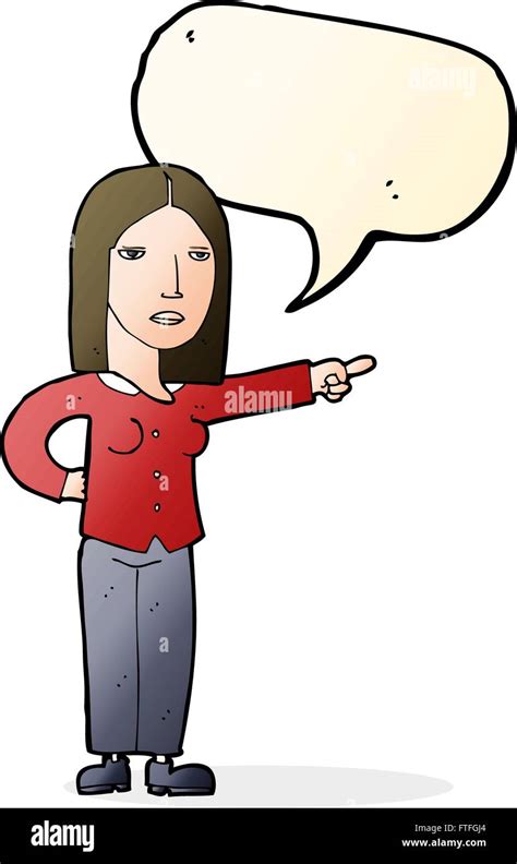 Cartoon Woman Pointing With Speech Bubble Stock Vector Image And Art Alamy