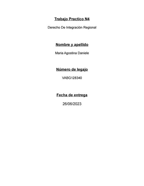 Trabajo Practico N Integracion Trabajo Practico N Derecho De