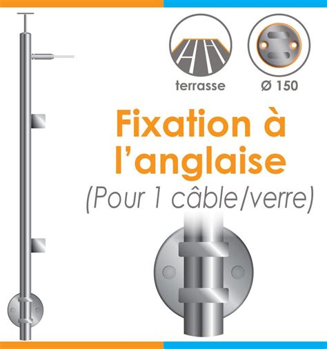 Poteau Premonte X Mm Pour Cable Verre Fixation L Anglaise