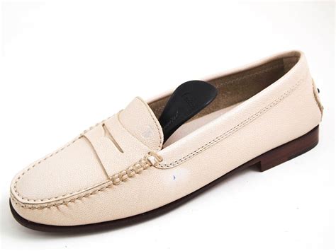 Tods Penny Loafer Ivory Leather Womens Size Eu 355 Gem