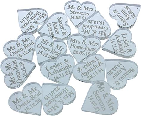 Personalised Wedding Favours Mr Mrs Love Hearts For Venue Decor Table