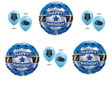 Police Badge 9 Pc Birthday Balloons Decoration Supplies Party Cops Law