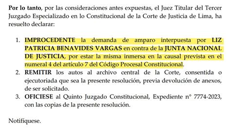 Patricia Benavides Poder Judicial Rechaza Otro Amparo Para Anular