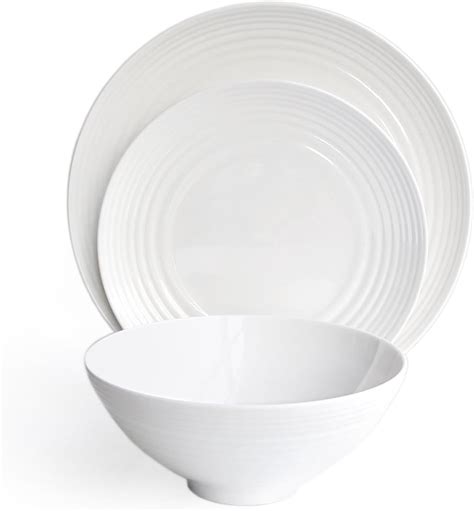 Amazon American Atelier Round Piece Dinnerware Set White