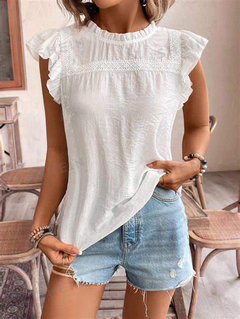 Shein Frenchy Summer Casual Shirt Floral Eyelet Embroidery Water