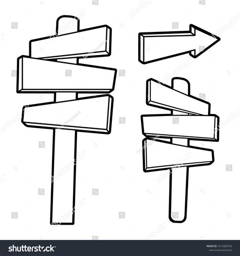 Wooden Sign Vector Silhouette Directional Arrow Stock Vector (Royalty ...