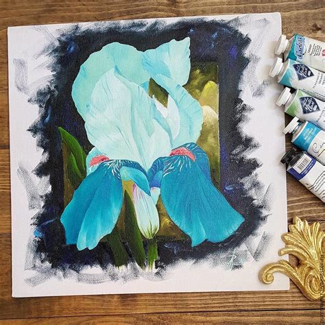 Turquoise Flower Painting at PaintingValley.com | Explore collection of ...