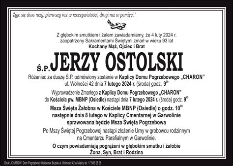 P Jerzy Ostolski Dom Pogrzebowy Charon Waldemar Buziak