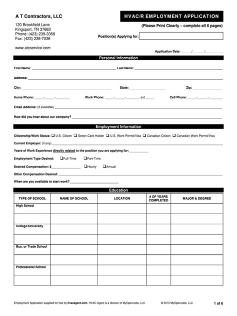 Hvac Job Application Fill Out And Sign Online Dochub