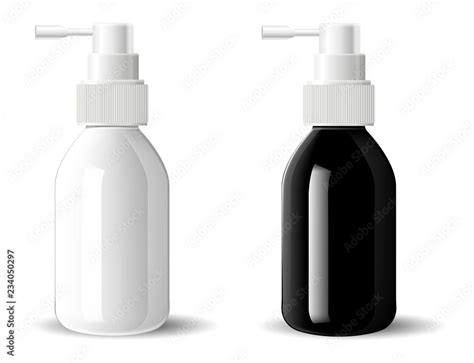 Black And White Glass Moisturized Spray Cosmetic Bottles Mock Up Set Vector Illustration Blank