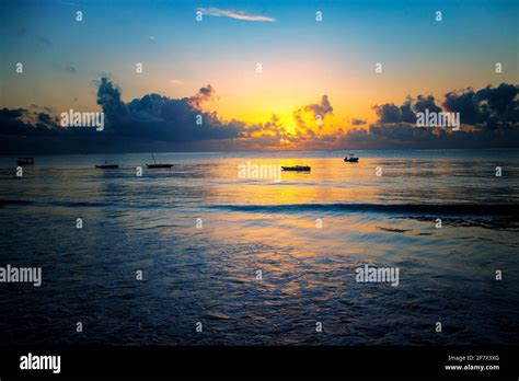 Sunrise Over The Sea At Diani Beach Near Mombasa Kenya There Are