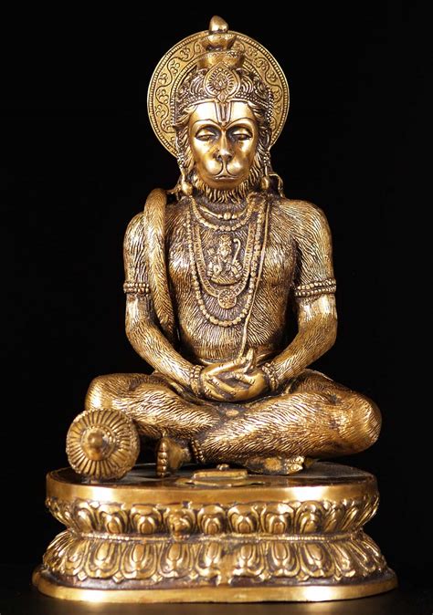 Brass Hanuman Meditating Statue Bs Z Hindu Gods Buddha Statues