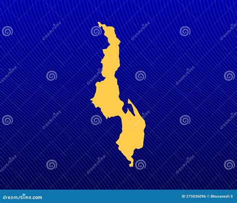 Malawi Vector Map Isolated On White Background High Detailed Black