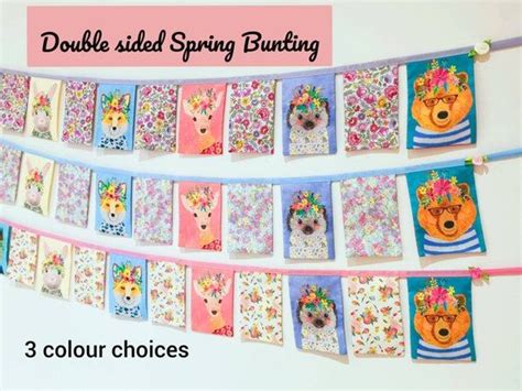 Forest Friends Spring Double Sided Bunting Unique Uk Seller Etsy Uk