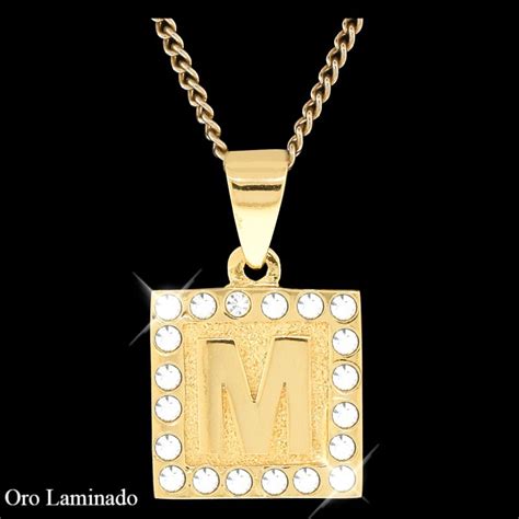 Dije Placa Inicial Cz Oro Laminado Jouxbe Jewellery