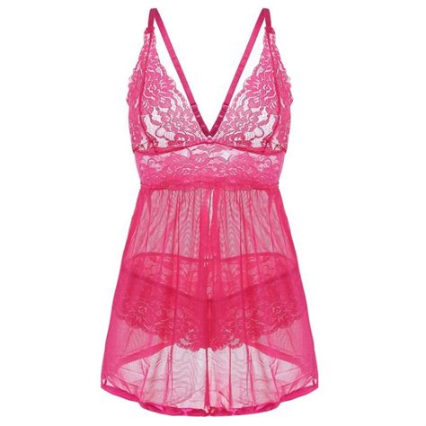Sexy Women V Neck Lace Baby Doll Mesh Chemis Sleepwear Open Back Lingerie Power Day Sale
