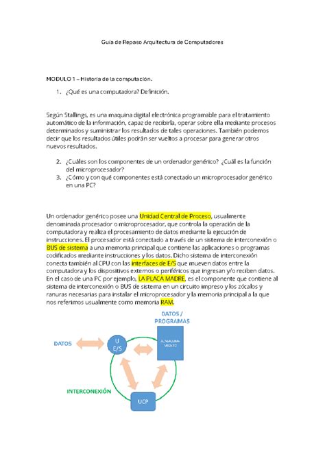 Primer parcial arquitectura de computadores Guía de Repaso