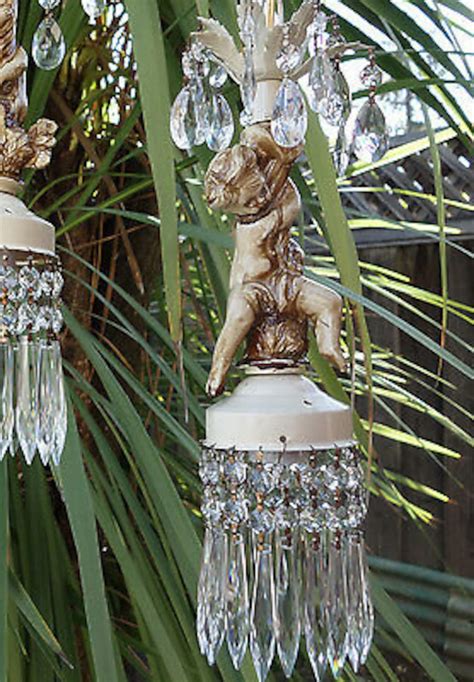 Shabby Cherub Ceiling Double Swag Lamp Chandelier French St Etsy