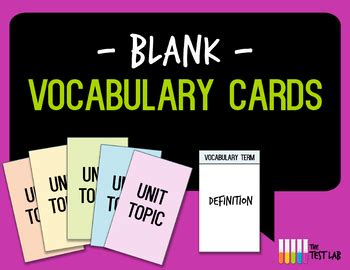 Blank Customizable Vocabulary Card Template By The Test Lab Tpt