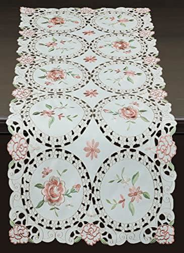 Amazon Creative Linens Embroidered Pink Rose Daisy Floral Table