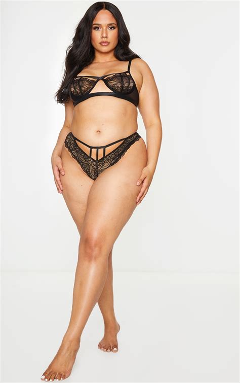 Plus Ensemble lingerie dentelle festonnée noire armatures