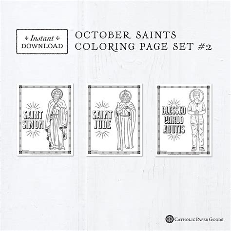 Catholic Saint Flash Cards October Set 2 Printable Plus Bonus Coloring