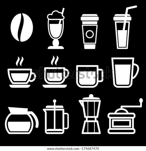 White Coffee Drinks Icons Stock Vector Royalty Free 174687470