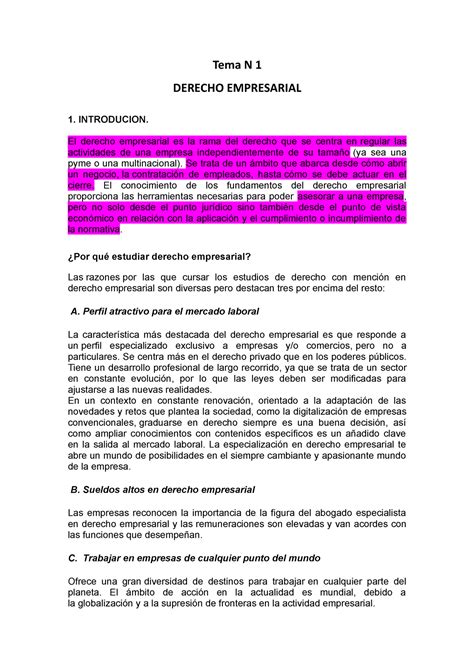 Tema 1 Que Es El Derecho Empresarial Tema N 1 Derecho Empresarial 1