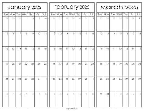 January To March 2025 Calendar Templates Spootviral