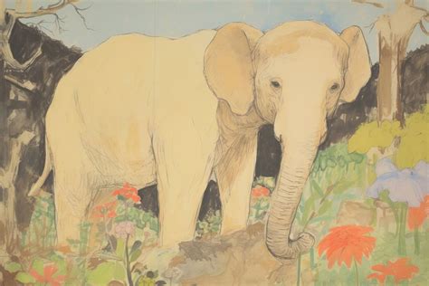 Zoo elephant wildlife painting. | Free Photo Illustration - rawpixel