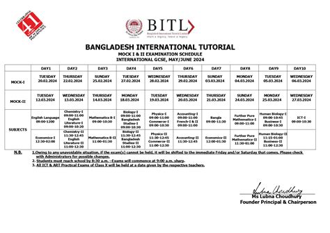 Bitl Bangladesh International Tutorial Limited Mock Exam